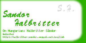 sandor halbritter business card